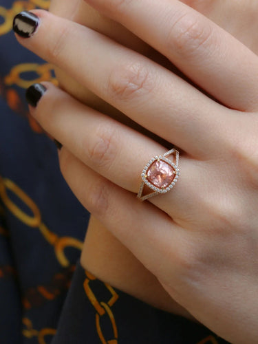 Bague Bague diamants morganite taille coussin 58 Facettes J30