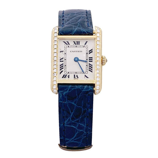 Watch Cartier watch, "Tank Louis Cartier", yellow gold and diamonds. 58 Facettes 33338