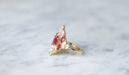 Bague 53 Bague fil marquise Or jaune Rubis Diamants 58 Facettes