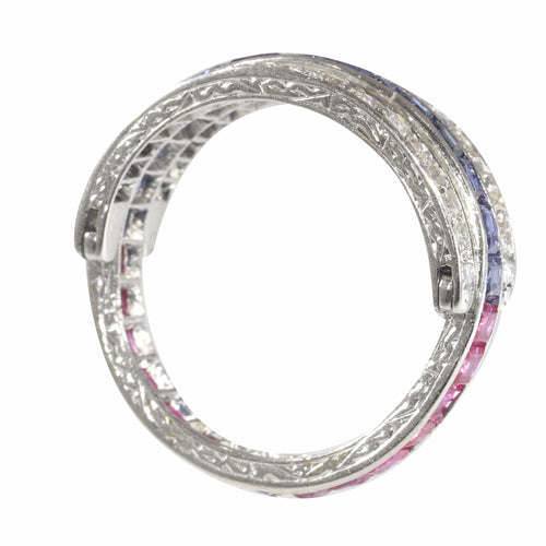 Bague 54 Alliance, rubis, saphirs, diamant 58 Facettes 22350-0261