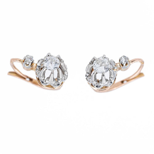 Boucles d'oreilles Boucles d'oreilles Dormeuses Or rose Diamant 58 Facettes 2090636CN