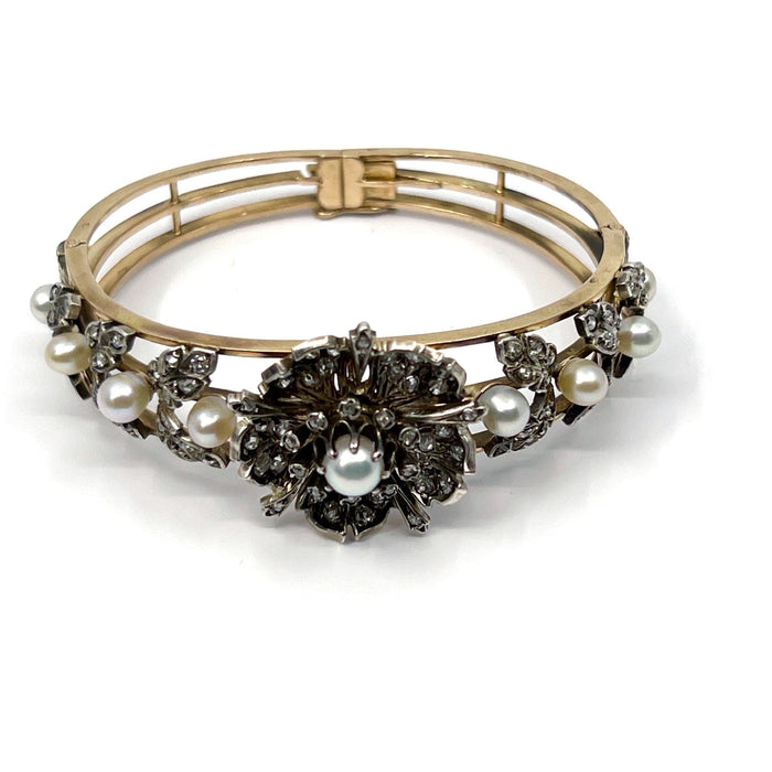 Bracelet Bracelet XIX ème diamants et perles 58 Facettes