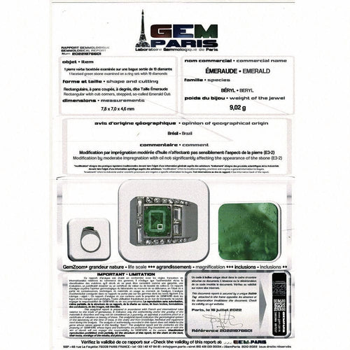 Bague 49 Bague Art Déco en platine, émeraude et diamants. 58 Facettes 31604