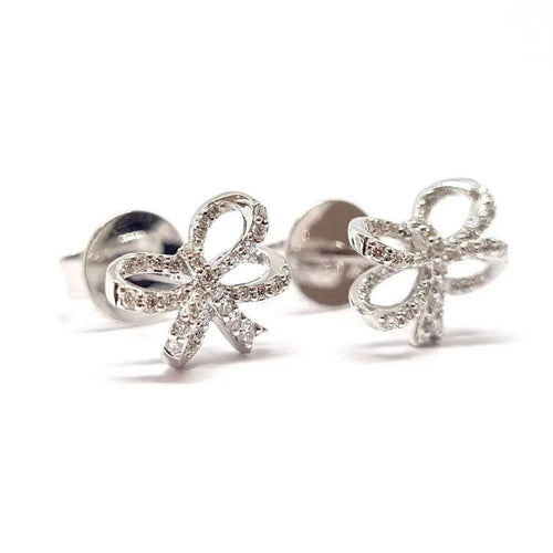 Boucles d'oreilles Boucles d'oreilles noeuds diamants or blanc 58 Facettes