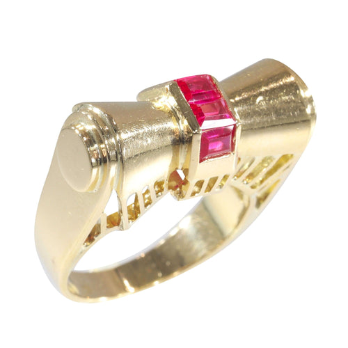 Bague 56 Bague vintage or, rubis 58 Facettes 22349-0250