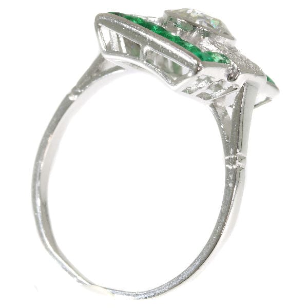 Bague 56 Bague Art Déco avec diamants et émeraudes 58 Facettes 17248-0031