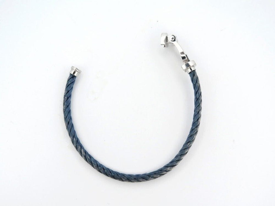 Bracelet bracelet FRED force 10 gm manille en or blanc 18k cable bleu 18cm 58 Facettes 253261