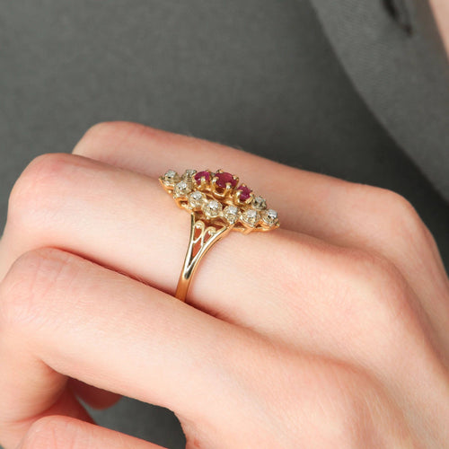 Bague Or Jaune / Diamants BAGUE MARQUISE DIAMANTS & RUBIS 58 Facettes BO/220031