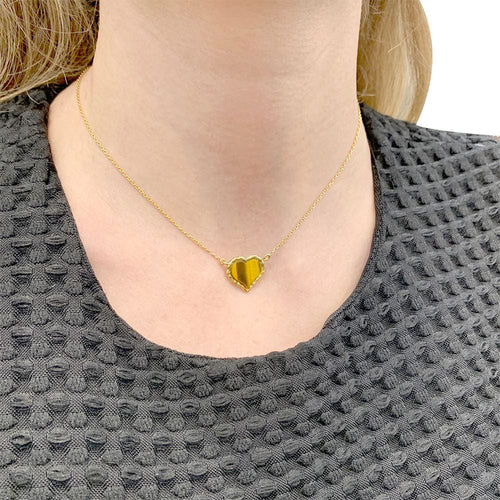 Collier Collier pendentif, "Coeur", or jaune, oeil de tigre. 58 Facettes 32133