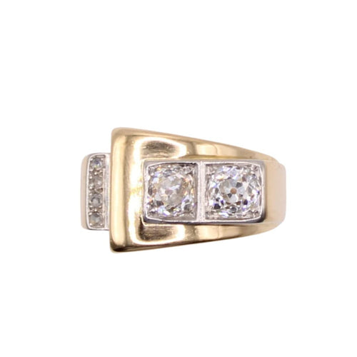 Bague 52 Bague Tank or jaune et 2 Diamants 58 Facettes