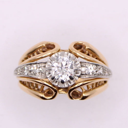 Bague 52 Bague Solitaire Art Déco Diamant 0.60 ct 58 Facettes