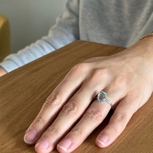 Bague Bague Or Blanc Topaze 58 Facettes