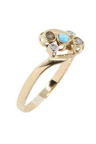 Bague BAGUE NAPOLÉON III TURQUOISE, PERLES ET DIAMANTS 58 Facettes 039081