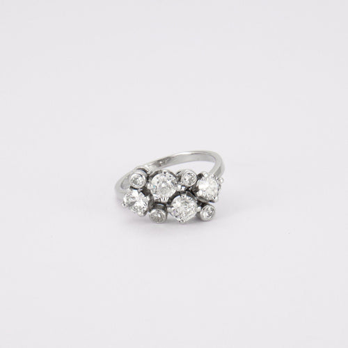 Bague 51 Bague en or gris, diamants 58 Facettes 3529