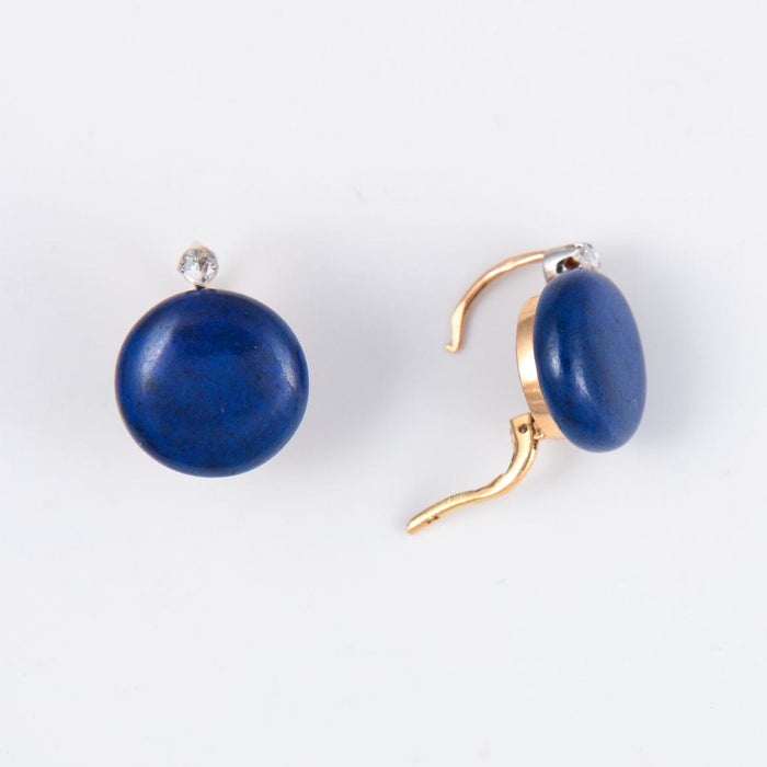 Boucles d'oreilles Paire de dormeuses lapis lazuli, diamants, XIXème 58 Facettes