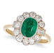 Ring Gold platinum emerald diamond ring 58 Facettes