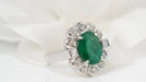 Ring Daisy ring white gold emerald 3.40ct and diamonds 58 Facettes F4872