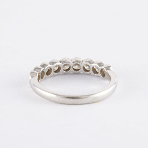 Bague Demi alliance en or gris, diamants, perles 58 Facettes