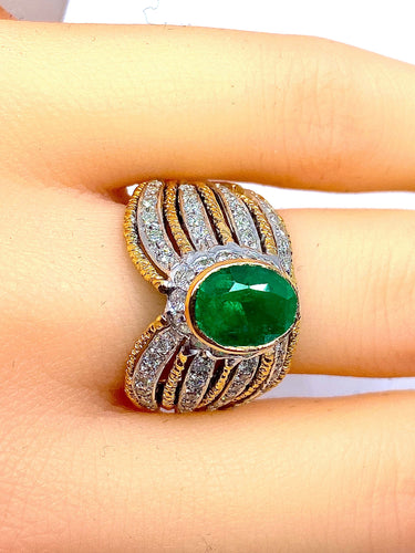 Bague 58 Bague 2 Ors Emeraude Diamants 58 Facettes AB228