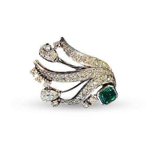 Pendentif Pendentif Broche Or blanc Platine Emeraude Diamants 58 Facettes BRCH-PD-PWGDEM