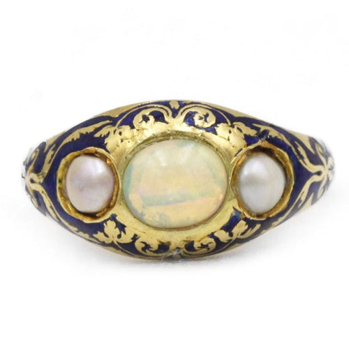Bague Bague - Or, opale, perles et émail 58 Facettes 220317R