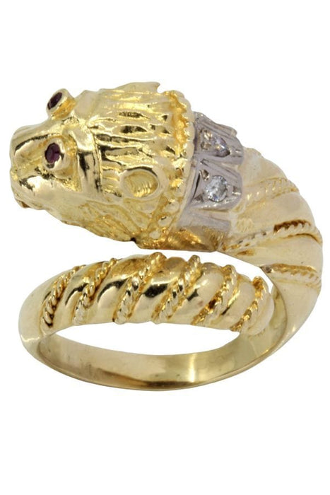 Bague 51 BAGUE TÊTE DE LION RUBIS ET DIAMANTS 58 Facettes 046871