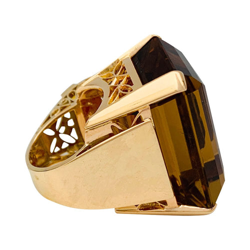 Bague 47 Bague Tank, or rose et citrines. 58 Facettes 31699