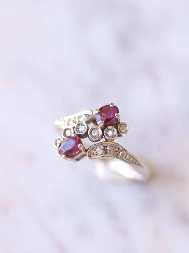 Bague de fiançailles Vintage or, rubis, et diamants 58 Facettes