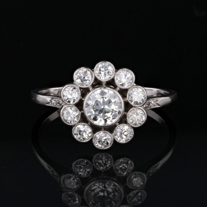 Bague 59 Bague ancienne fleur de diamants 58 Facettes 22-585