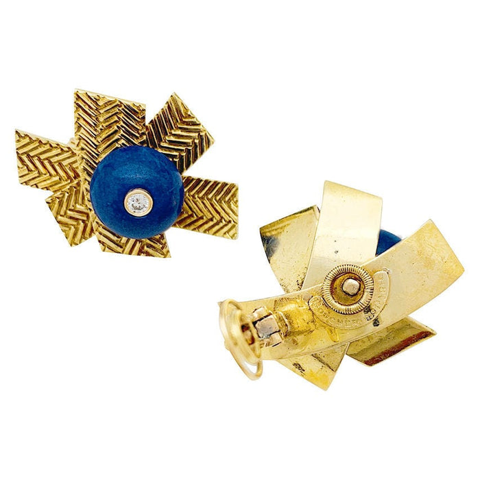 Boucles d'oreilles Boucles d'oreilles Boucheron en or jaune, lapis lazuli et diamants. 58 Facettes 30632