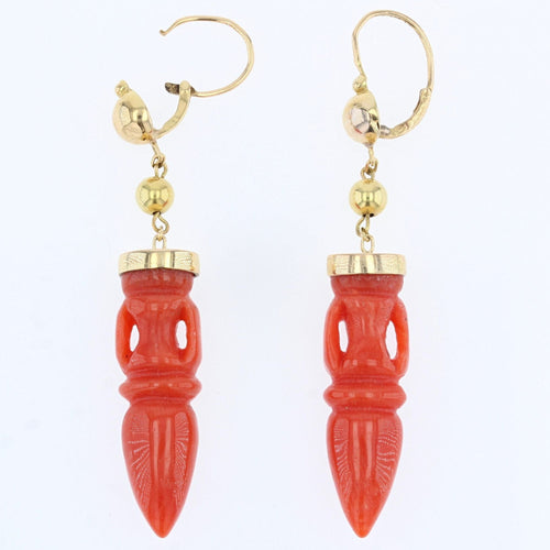 Boucles d'oreilles Pendants d'oreilles anciens or et amphores en corail 58 Facettes 22-049