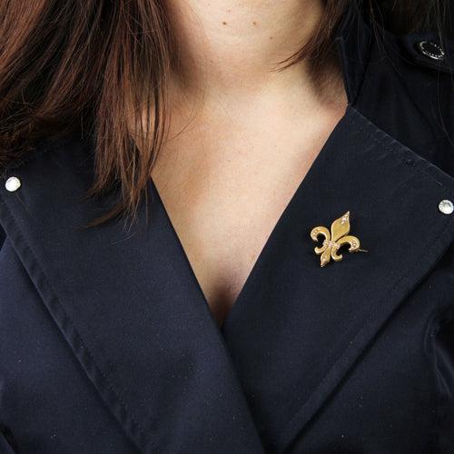 Broche Broche or jaune perles fines fleur de lys 58 Facettes 13-073