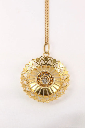 Pendentif Pendentif rond vintage or jaune, diamant et saphirs 58 Facettes J86
