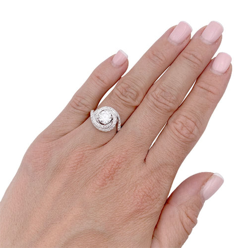 Bague 51 Solitaire Cartier, "Trinity Ruban", platine et diamants. 58 Facettes 32710