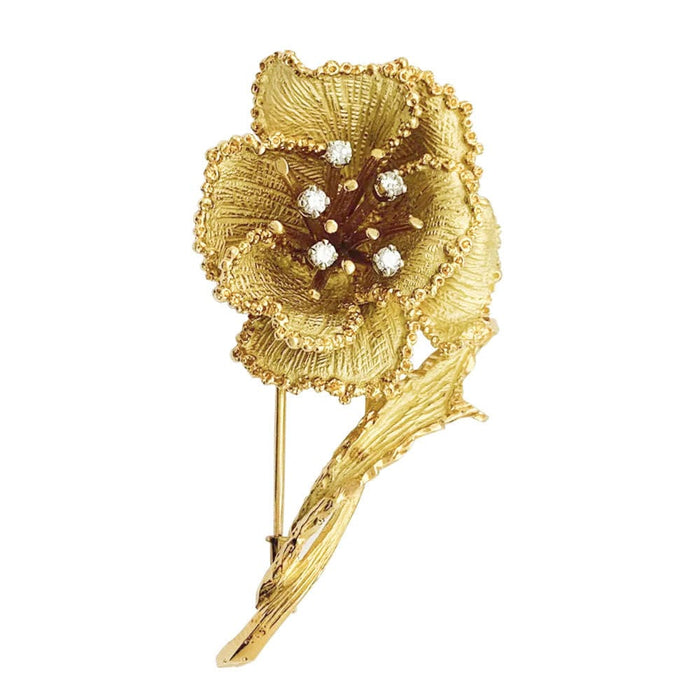 Broche Broche fleur or jaune et diamants. 58 Facettes 31887