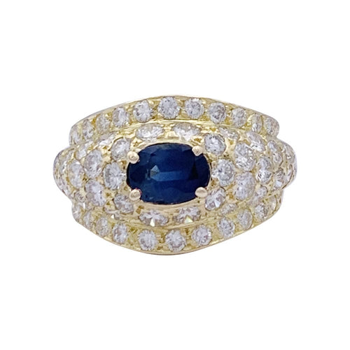 Bague 50 Bague or jaune, diamants et saphir. 58 Facettes 33326