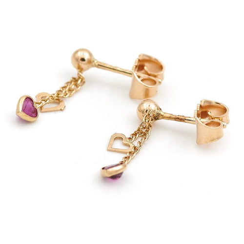 Boucles d'oreilles Boucles d'oreilles Coeur Or jaune Rubis 58 Facettes 1670719CN
