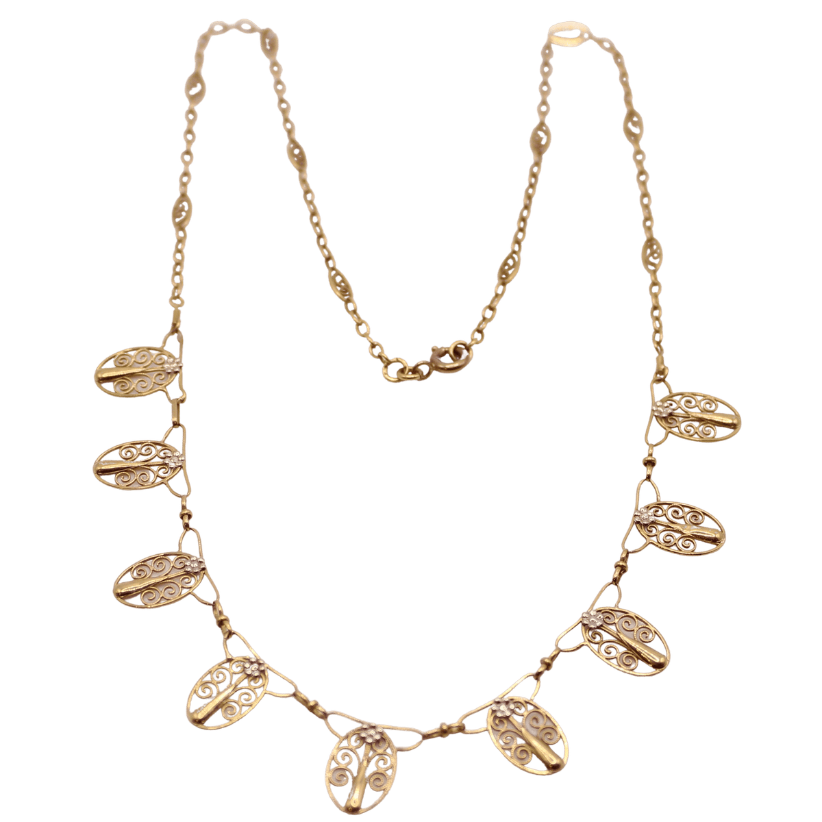 Collier Draperie En Or Jaune 18 Carats - Style Filigrané - Occasion