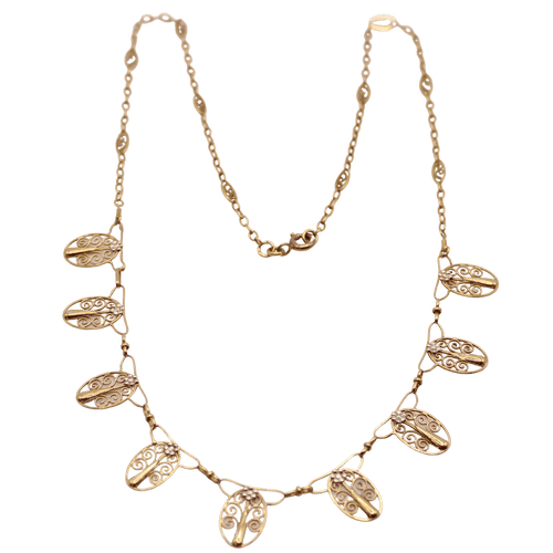Collier Collier ancien, Draperie, Or jaune 18 carats, Filigrane 58 Facettes
