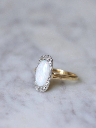 Bague opale entourage diamants 58 Facettes