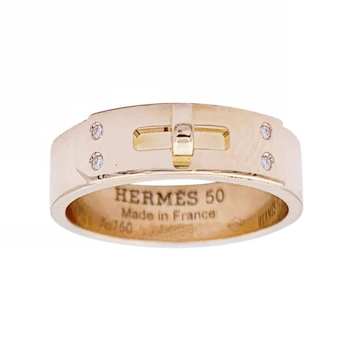 Bague 50 Bague Hermès, "Kelly", or rose, diamants. 58 Facettes 32789