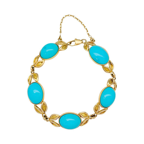 Bracelet Bracelet en or jaune, turquoises. 58 Facettes 31468