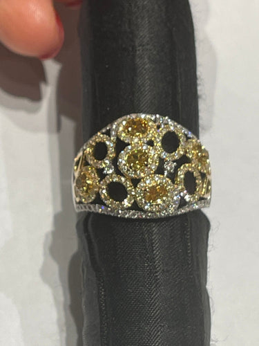 Bague 54 Bague boule Diamants jaunes 58 Facettes