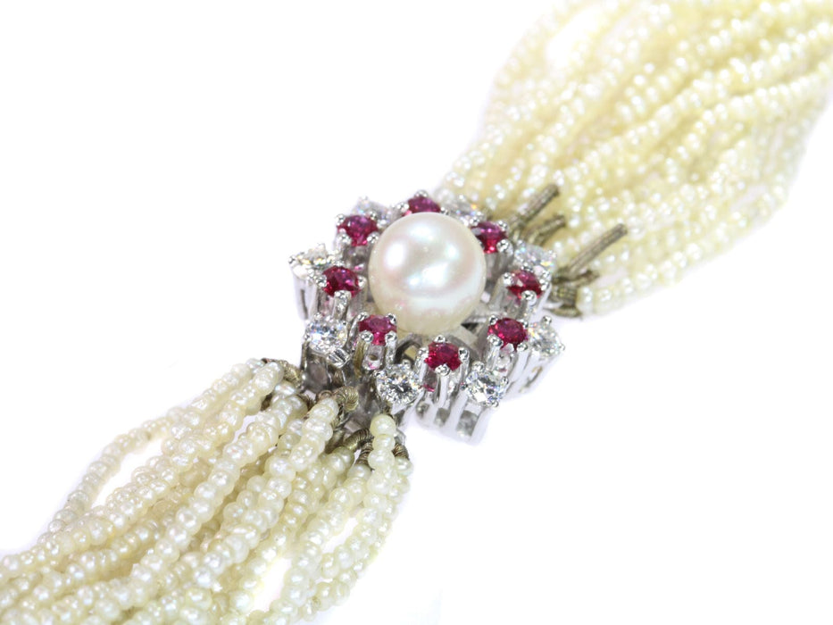 Collier Collier de perles, diamant, rubis 58 Facettes 19026-0058