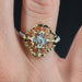 Ring 53 Yellow and white gold diamond ring arabesques large model 58 Facettes AN198