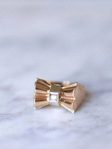 Bague Bague Tank Noeud or rose et diamants 58 Facettes