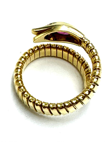 Bague Tube à gaz Serpent Bague Or jaune Rubis 58 Facettes