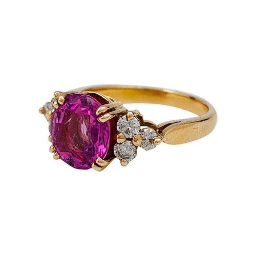 Bague 50 Bague en or rose saphir rose 2,84 carats, diamants. 58 Facettes 31031