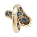 Ring 51 Yellow gold claw ring with diamonds and sapphires. 58 Facettes 31197