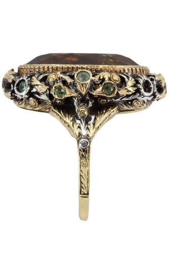 Bague 51 BAGUE ANCIENNE CITRINE DE MADÈRE ET TOURMALINE 58 Facettes 052371